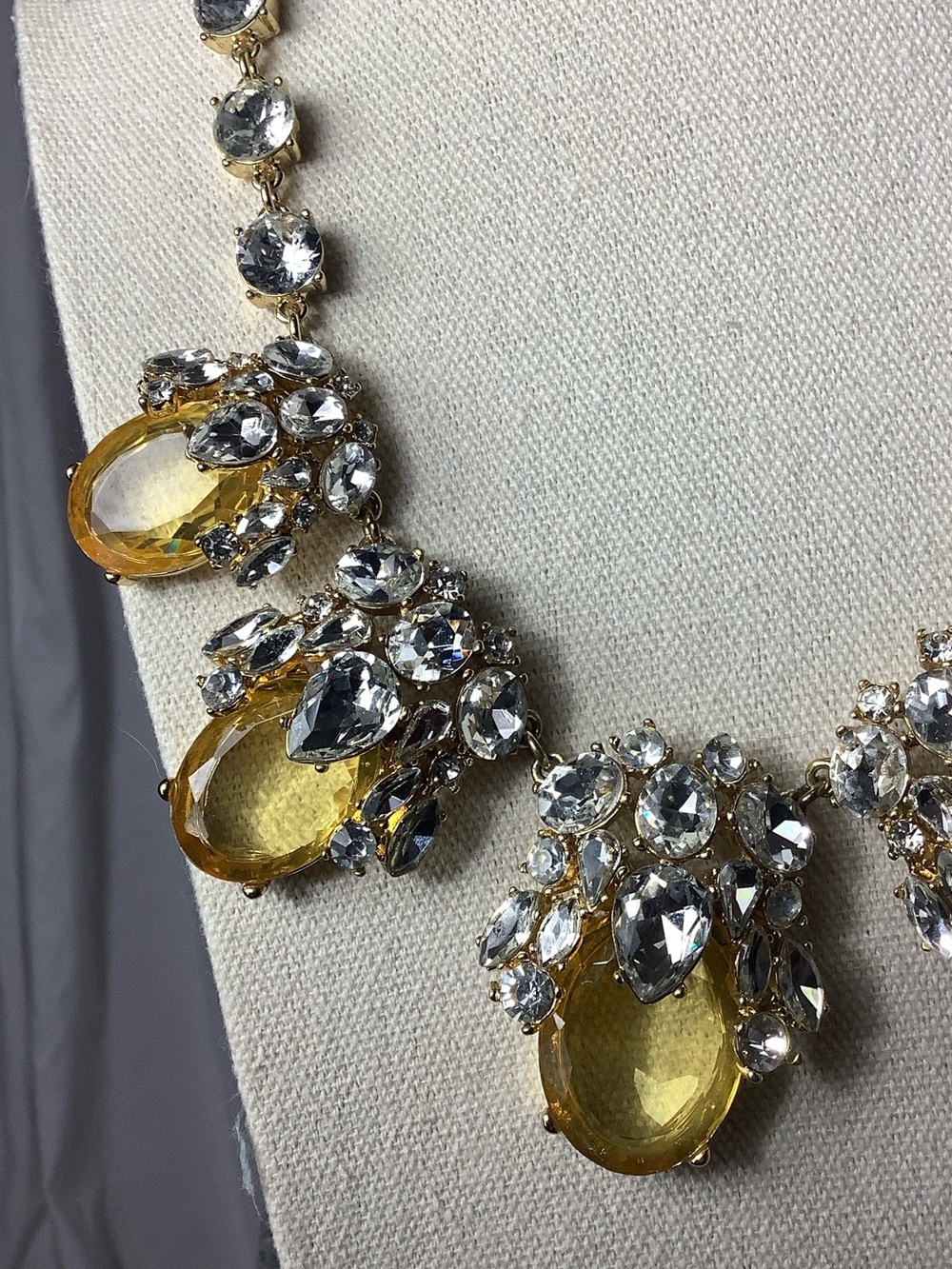 Talbots Gold-Tone Necklace with Yellow and Clear Stones - Picture 2 of 4